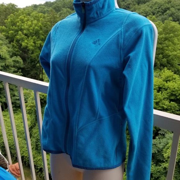 Adidas Turquoise Blue Full Zip Athletic Jacket - Picture 2 of 8